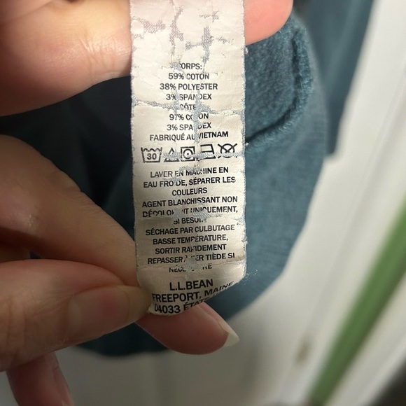 LL Bean Women's Bean's Cozy Camp Hoodie Spruce Heather Crossbars Size XS Teal - Picture 9 of 13